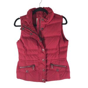 Eddie Bauer Womens Red Goose Down Puffer Vest 700 Fill Zip Button Closure XS
